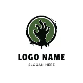 Zombie Logo Black Circle and Zombie Hand logo design