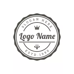Kronen Logo Black Circle With Lace and White Postmark logo design