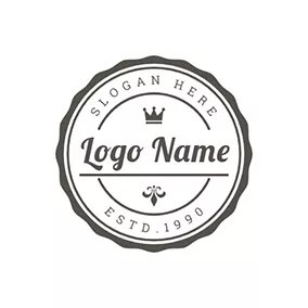 Royal Logo Black Circle With Lace and White Postmark logo design