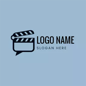 電影logo Black Clapperboard and Film logo design