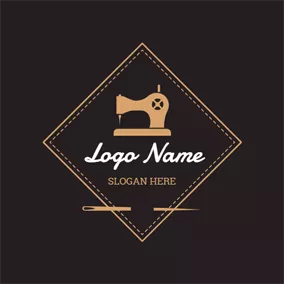 縫紉 Logo Black Cloth and Sewing Machine logo design