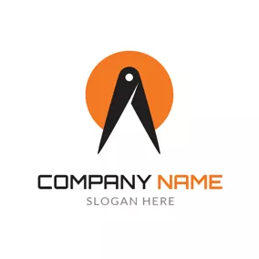 数学Logo Black Compasses and Orange Circle logo design