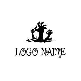 Background Logo Black Cross and Zombie Hand logo design