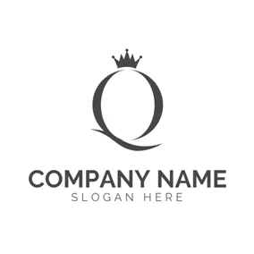 Qロゴ Black Crown and Letter Q logo design