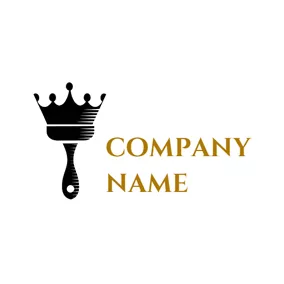 Decorate Logo Black Crown and Paint Brush logo design
