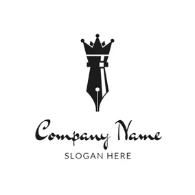 Poetry Logo Black Crown and Pen Point logo design