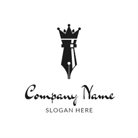 Classroom Logo Black Crown and Pen Point logo design