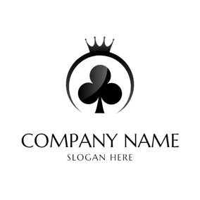 賭場 Logo Black Crown and Poker logo design