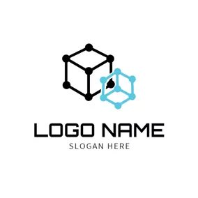 Logótipo Cubo Black Cube and Hexagon logo design