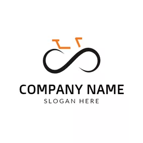 Eight Logo Black Curve and Abstract Bicycle logo design