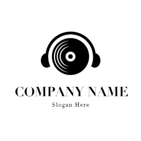 Application Logo Black Disc and Headphone logo design