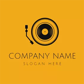 Gramophone Logo Black Disc and Music Festival logo design