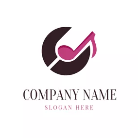 Logotipo De Creatividad Black Disc and Purple Note logo design