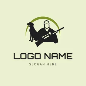 Firearm Logo Black Dog and Hunter logo design