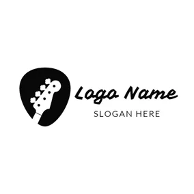 Gitarre Logo Black Drop and Guitar Head logo design