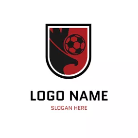 サッカークラブのロゴ Black Eagle and Football logo design
