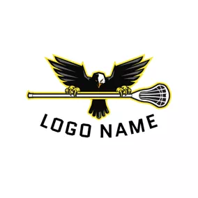 アメリカのロゴ Black Eagle and Lacrosse logo design