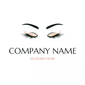 Makeup Logo Black Eyeshadow and Brown Eyelash logo design