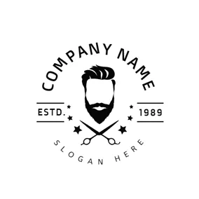 Logótipo Hipster Black Fashion Hipster and Scissors logo design