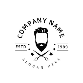 Logótipo Barbearia Black Fashion Hipster and Scissors logo design