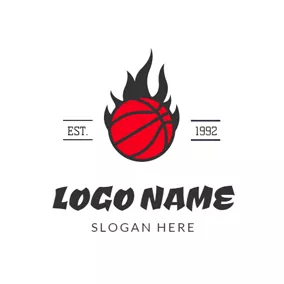 Logotipo De Ejercicio Black Fire and Red Basketball logo design