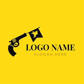 Logótipo De Perigo Black Flag and Gun logo design