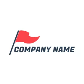 Corporate Logo Black Flagpole and Red Flag logo design