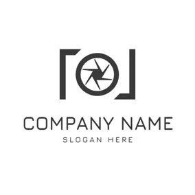 Photography Logo Black Frame and Camera Lens logo design