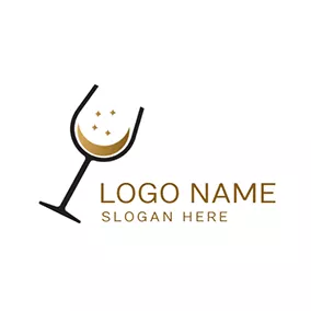 Drink Logo Black Glass and Golden Moon logo design