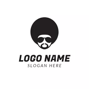 Hip Hop Logo Black Glasses and Head Portrait logo design