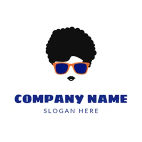 Curly Logo Black Glasses and Hipster Man logo design