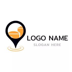 Agency Logo Black Guidepost and Yellow Warehouse logo design