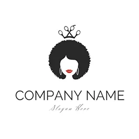 发型Logo Black Hair Mode With Crown logo design