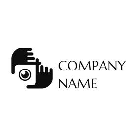 スタジオロゴ Black Hand and Camera Lens logo design