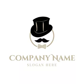 胡须logo Black Hat and Mustache logo design