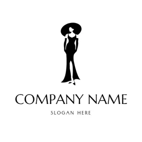 Female Logo Black Hat and Sexy Skirt logo design