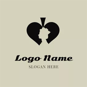 トランプ　ロゴ Black Heart and Poker logo design