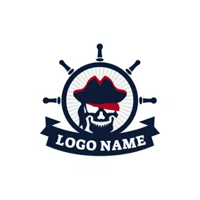 Caribbean Logo Black Helm and Pirates logo design