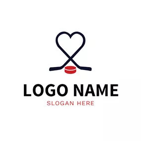 Logótipo Hóquei Black Hockey Stick and Red Hockey Ball logo design