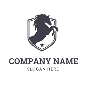 馬球Logo Black Hoof Lifted Horse Badge logo design