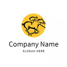 ポロのロゴ Black Horse and Polo Sportsman logo design