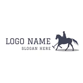 马Logo Black Horse and Sportsman logo design