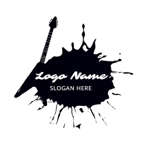 ロックロゴ Black Ink and Guitar logo design