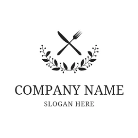 Cutlery Logo Black Knife and Fork logo design