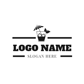 ドリンクのロゴ Black Leaf and Cocatail logo design