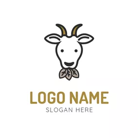 山羊 Logo Black Leaf and White Goat logo design