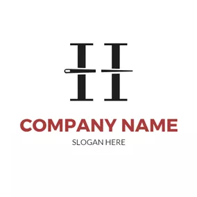 Hロゴ Black Letter H and Needle logo design