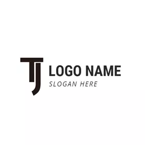 Black And White Logo Black Letter T and J Monogram logo design