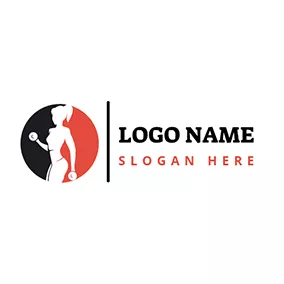 Bodybuilding Logo Black Line and Gymnasium Coach logo design