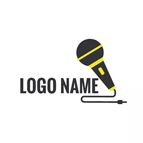 Microphone Logo Black Line and Microphone Icon logo design